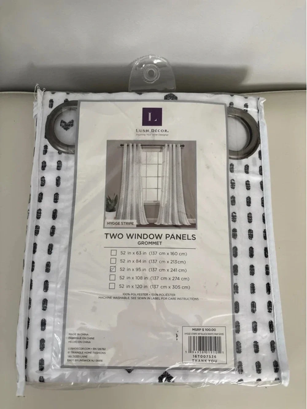 Lush Decor two window panels 52x95